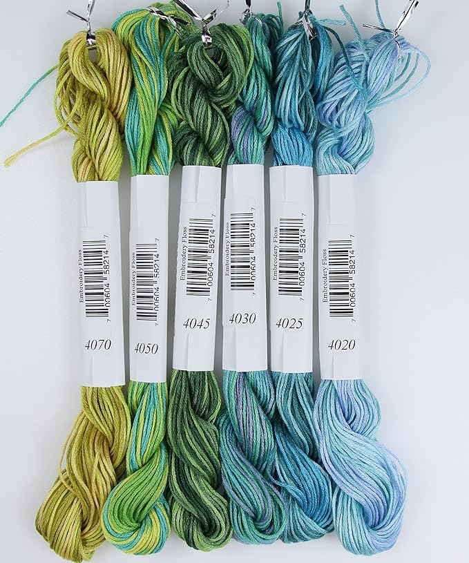 KCS Big skeins of 25 Meters Size 25 Color Variegated Cross Stitch Stranded Threads,6 skeins,15