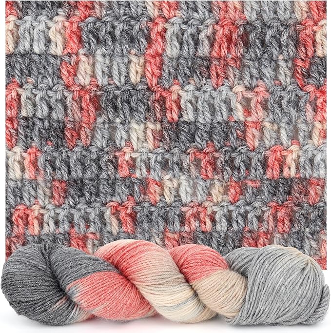 Katech Wool Yarn for Crocheting- 3 Pack 10.58oz/300g Cashmere Yarn- 52% Wool, 10% Cashmere, 38% Polyester, DK Weight Yarns #3-885 Yards Hand Dyed Yarns for Knitting Socks Sweater Shawl-Black Red