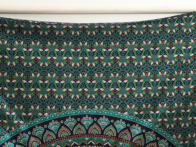 popular handicrafts mandala hippie psychedelic ombre tapestry wall hanging - indian maditation gypsy bohemian hippy dorm room decor tarqouise 82x54 inch