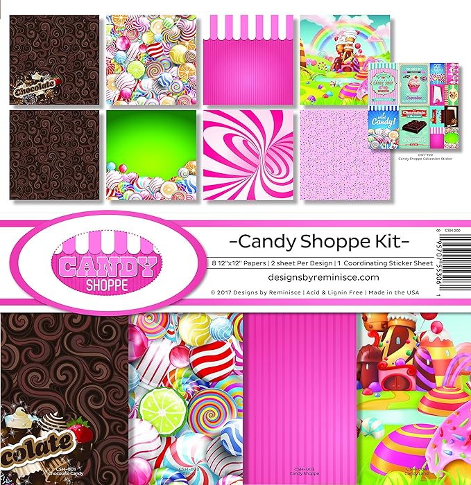 Reminisce CSH-200 Candy Shoppe Scrapbook Collection Kit, Pink