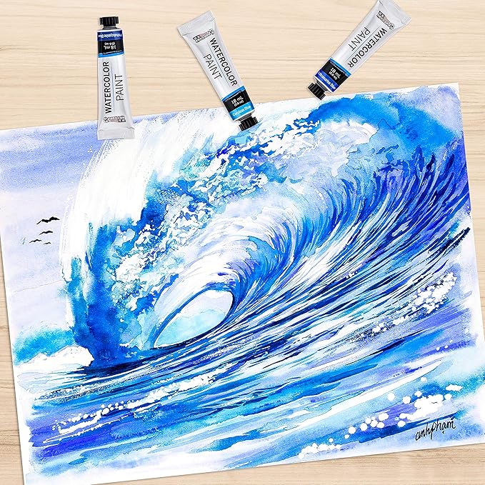 U.S. Art Supply 36-Color Water Colors Paint Set, 12ml Professional Watercolor Tubes, Vibrant Pigments - Water Colors Paint Adult Set for Artists