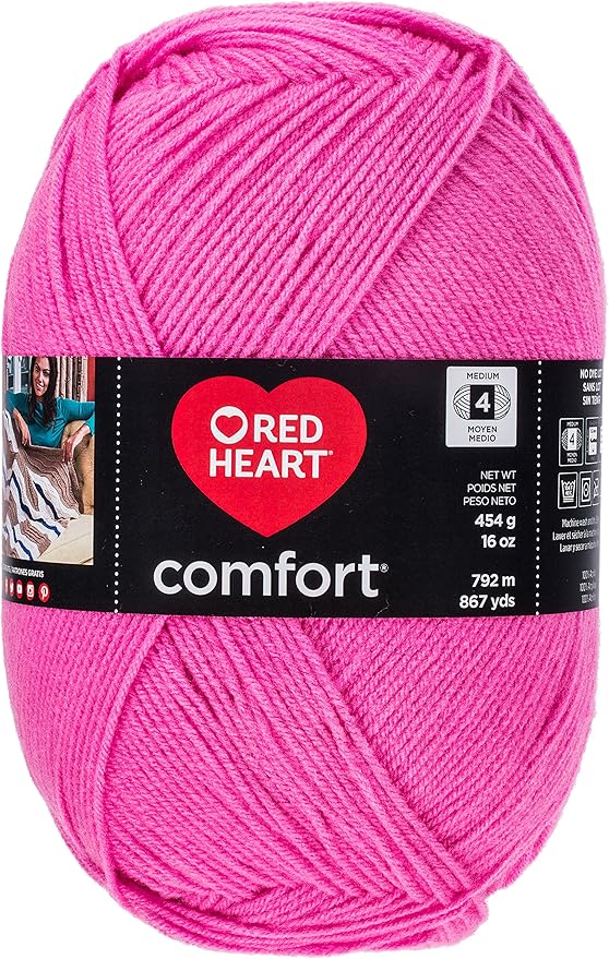RED Heart E707D.3207 Comfort Yarn, Hot Pink