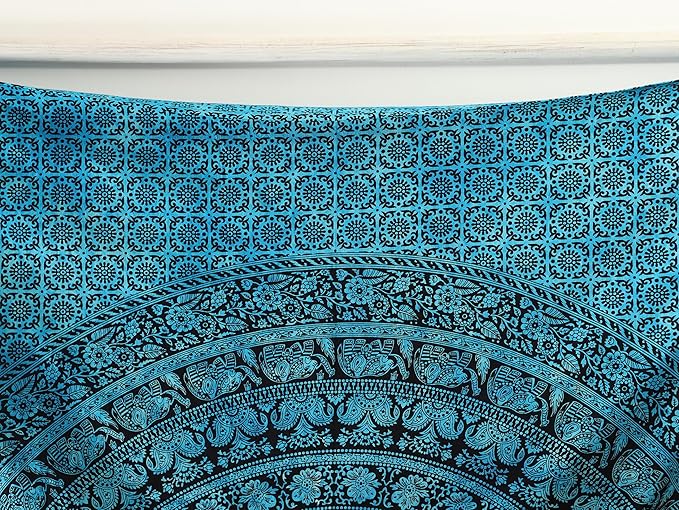 popular handicrafts mandala hippie tie dye psychedelic elephant tapestry wall hanging - indian maditation gypsy bohemian hippy dorm room decor tarqouise 60x54 inch