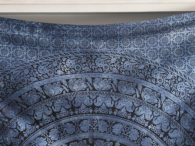 popular handicrafts queen mandala hippie tie dye psychedelic elephant tapestry wall hanging - indian maditation gypsy bohemian hippy dorm room decor blue 81x88 inch