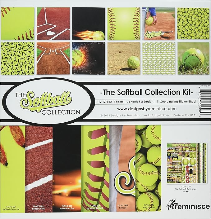 Reminisce TSOFC-200 The Softball Collection Kit, 12x12 inches, Multicolor