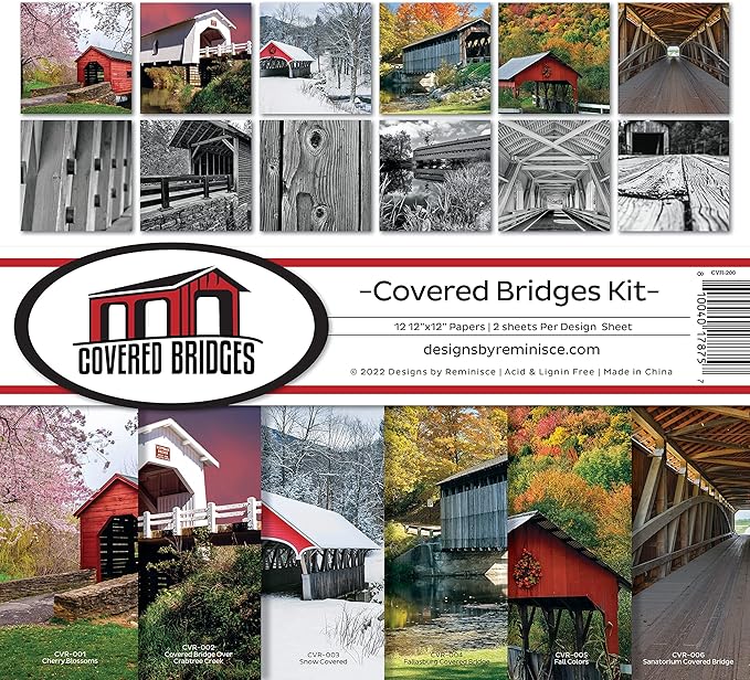 Reminisce Covered Bridges Scrapbook Collection Kit,White