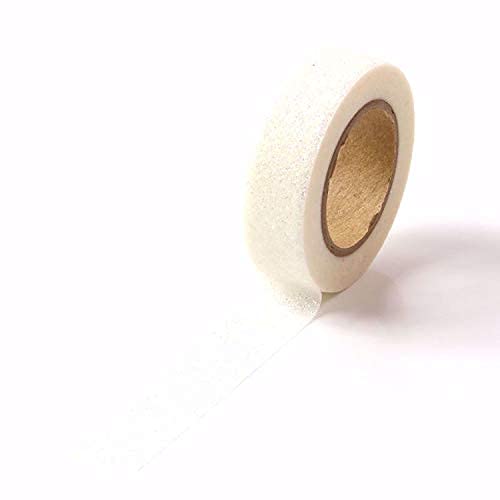 Glitter Washi Tape,3 Rolls 5/8"(15mm) White Decorative Tape, Craft Self Adhesive Stick On Sticky Glitter Trim Gold ，Supplies for DIY, Bullet Journal, Craft, Gift Wrapping, Scrapbooking (Laser White)