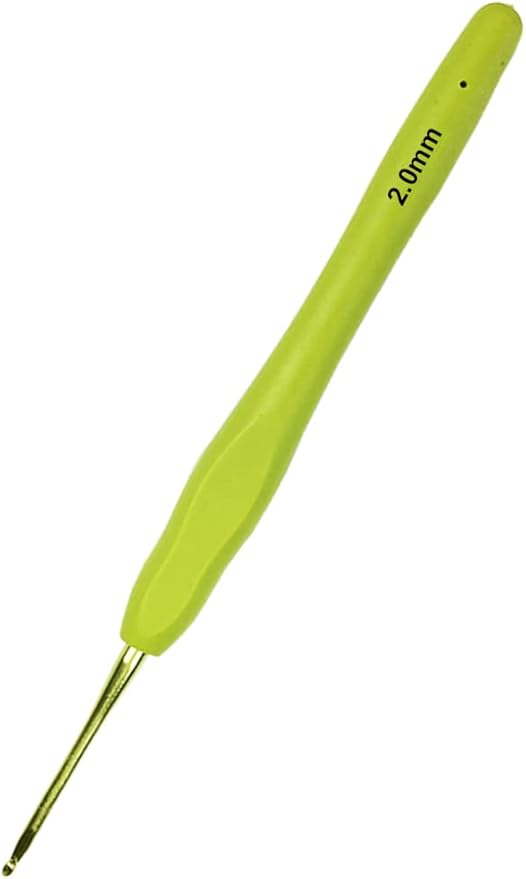Hobekoee Size B/2mm Crochet Hook Ergonomic Handle for Arthritic Hands Soft & Smooth Knitting Needles for Beginners and Crocheting Yarn
