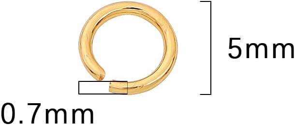18K Gold Plated Jump Rings Non Tarnish 5mm 400pcs for Jewelry Making Findings
