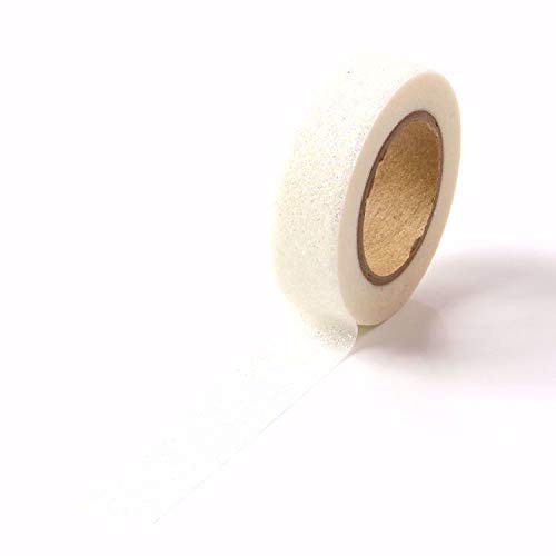 Syntego 2 Rolls Glitter Washi Tape Decorative Craft Self Adhesive Stick On Sticky Glitter Trim 15mm x 5 Meters (White)