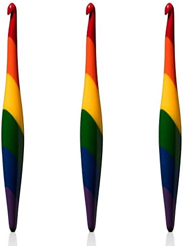 Furls Crochet Hook, Pride Rainbow Streamline Swirl, Ergonomic Handle Crochet Hooks 7" (Pride Rainbow Streamline, (G+) 4.50MM)
