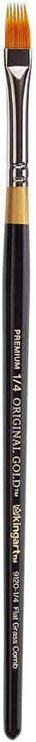 KINGART Premium Original Gold 9120-1/4 RAKE Series Artist Brush, Golden Taklon Synthetic Hair, Short Handle, for Acrylic, Watercolor, Oil and Gouache Painting, Size 1/4"