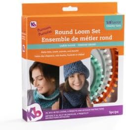 Authentic Knitting Board 'Premium' Round Knitting Looms Set (Chunky Round Loom Set with Yarn - Fisherman Color)