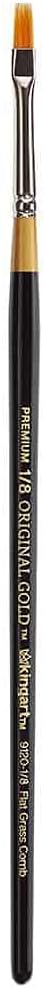 KINGART Premium Original Gold 9120-1/8 RAKE Series Artist Brush, Golden Taklon Synthetic Hair, Short Handle, for Acrylic, Watercolor, Oil and Gouache Painting, Size 1/8"