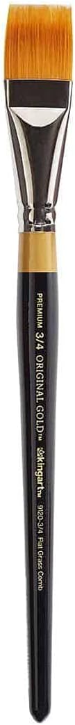 KINGART Premium Original Gold 9120-3/4 RAKE Series Artist Brush, Golden Taklon Synthetic Hair, Short Handle, for Acrylic, Watercolor, Oil and Gouache Painting, Size 3/4"