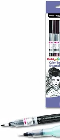 Pentel Arts Color Water Brush Box Set, Black/Gray/Sepia/Aquash (GFLFRHBP)