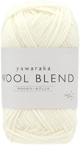 Yuzawaya Yawaraka Wool Blend Yarn, Sport Weight, 70% Wool 30% Acrylic, 1 Skein (40g), 120 Yards (110m), Color 1 - World Festa