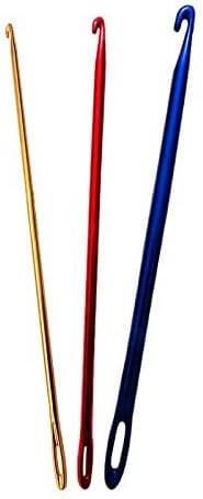Zuoyou 3PCS Aluminum Tunisian Afghan Crochet Hook DIY Knitting Needles Tool with an Eye 2.75/4/6mm