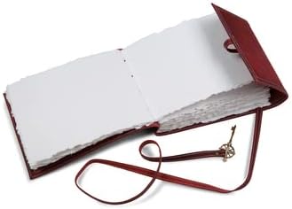 Wanderings Red Leather Watercolor Journal - 6x8 - Genuine Leather Art Journal with Handmade Deckle Edge Paper - 350 GSM Cold Press Paper - Scrapbook, Watercolor Album, Sketchbook, Drawing Pad