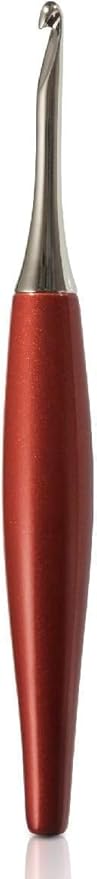 Furls Crochet Hook, Odyssey Red, Nickel Plated Tip for Effortless Glide, Ergonomic Handle Crochet Hooks 7" (Odyssey - Red, K - 6.50MM)