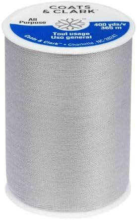 Coats & Clark Dual Duty All Purpose Sewing Thread 230A 400 Yards Each Spool 3 Pack Bundle with Bella's Crafts Needle Threaders (Nugrey)