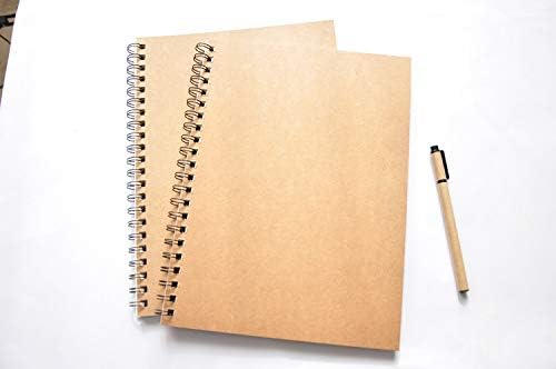 BGJRBY Spiral Sketch Book Large Notebook（Built-in drawing board） Kraft Cover Blank Sketch Pad Wirebound Sketching for Drawing Painting 8.6x11.4-Inch (1 Pack) 200 Pages, 100 Sheets