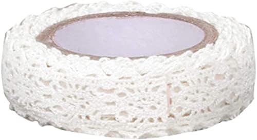 1 Roll 1.7m White Trim Ribbon Tape Self-Adhesive Decorative Lace Fabric Washi Tapes Striping Masking Tapes Decorative Sticker White Durability Lace Washi Tape,Arts and Crafts Tape
