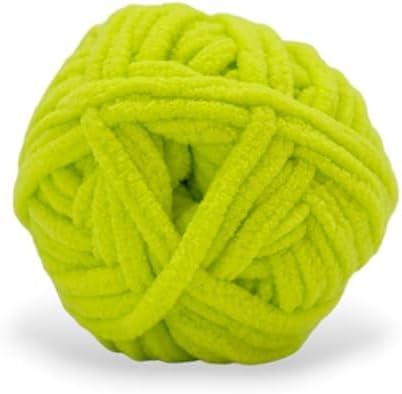 Size 6 Chenille Yarn 50g/32yds, 100% Polyester, Never Compressed to Keep Yarn Fluffy, 1 Pack, Each Skein - 1.76oz/50g, 32yds/35m, for Crocheting and Amigurumi, Lime Green Yellow, Color 4