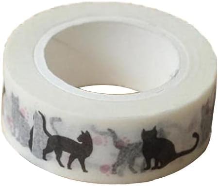 Black Cat Washi Tape DIY Scrapbooking Planner Masking Tape Kawaii Stationery Decoration Adhesive Tape Craft Supplies Cat Washi Tape (1.5cm*10m)
