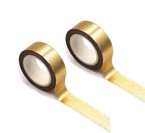 Gold washi Tape for Wall Decor Decorative Tape Crafts Washy-Tape Mirror Tape Self Adhesive Masking Tape (0.59in x33FT,Gold,2 Rolls)