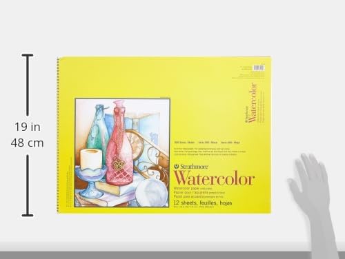 Strathmore 300 Series Watercolor Paper Pad, Top Wire Bound, 18x24 inches, 12 Sheets (140lb/300g) - Artist Paper for Adults and Students - Watercolors, Mixed Media, Markers and Art Journaling