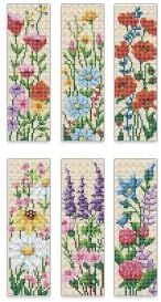 INFUNLY 6PCS DIY Flower Cross Stitch Bookmark Kit for Beginners 8.66"×3.15" Stamped Embroidery Bookmark Kit Hand Plant Bookmark Cross Stitch Kits with Instruction for Book Lovers Reader Writers