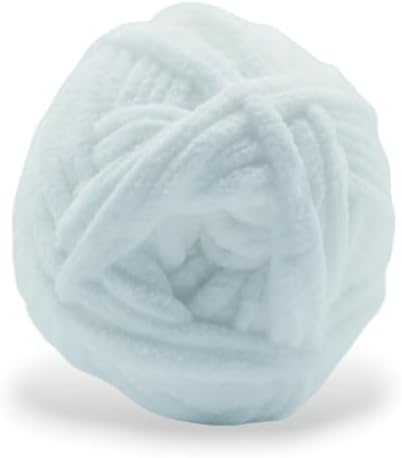 Size 6 Chenille Yarn 50g/32yds, 100% Polyester, Never Compressed to Keep Yarn Fluffy, 1 Pack, Each Skein - 1.76oz/50g, 32yds/35m, for Crocheting and Amigurumi, Snow White, Color 24
