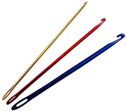 Zuoyou 3PCS Aluminum Tunisian Afghan Crochet Hook DIY Knitting Needles Tool with an Eye 2.75/4/6mm