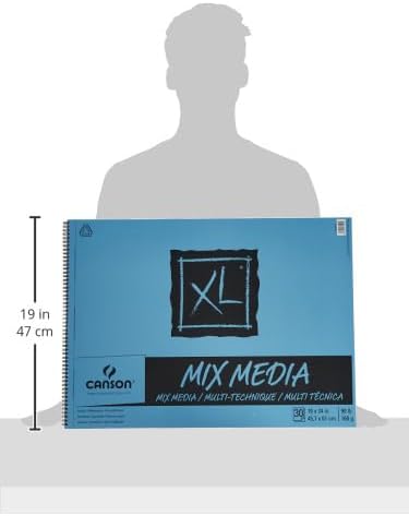 Canson XL Series Mix Media Paper Pad 18x24 inches — Heavyweight Art Paper for Artists & Students, Use with Pencil, Marker, Pen, Watercolor Paint & Ink