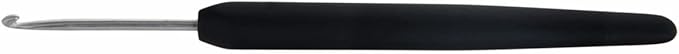 KnitPro Silver Aluminum Single-Ended Crochet Hook with Black Soft Handle | US Size I (5.5 mm)