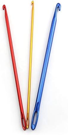 NX Garden Crochet Hook 3PCS Afghan Tunisian Aluminium Crochet Hook Knitting Needle with Eye for Sewing Accessories