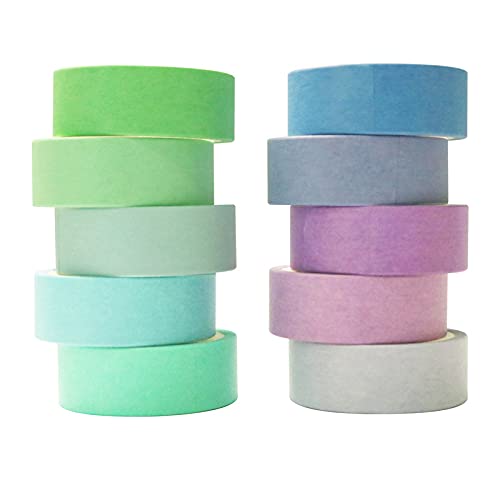Washi Tape Set 20 Rolls - 15 mm Rainbow Colors Decorative Tape for Bullet Journal, Planner, DIY Arts Crafts, Scrapbooking, Holiday Decoration