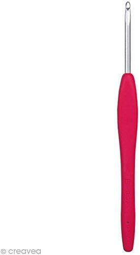 Clover 1043/E Magenta Amour Crochet Hook, Size E, 3.5mm, Red