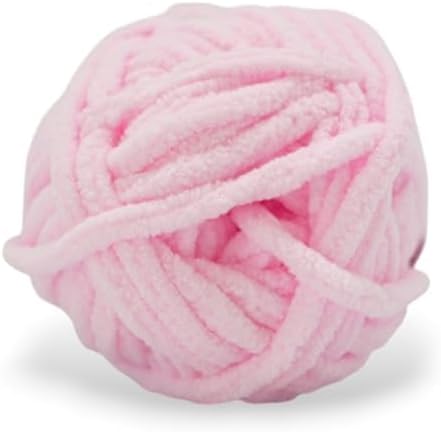 Size 6 Chenille Yarn 150g/96yds, 100% Polyester, Never Compressed to Keep Yarn Fluffy, 3 Packs, Each Skein - 1.76oz/50g, 32yds/35m, for Crocheting and Amigurumi, Cotton Cany Pink, Color 1