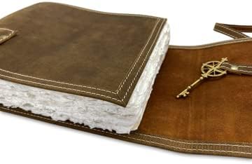 Wanderings Brown Leather Watercolor Journal - 6x8 - Genuine Leather Art Journal with Handmade Deckle Edge Paper - 350 GSM Cold Press Paper - Scrapbook, Watercolor Album, Sketchbook, Drawing Pad