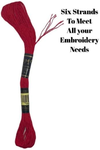 Pack of 12 Premium Embroidery Thread | 100% Egyptian Cotton Premium Skeins | Cross Stitch Embroidery Floss | Oeko TEX Certified | Ideal for Arts & Crafts (Red Variegated 1203)