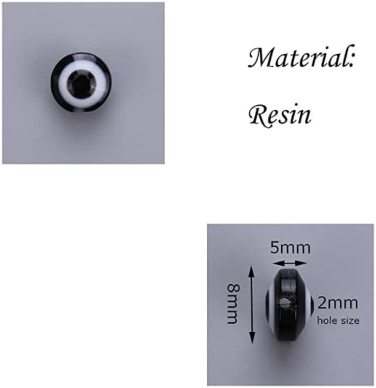 300pcs Evil Eye Beads for Jewelry Making,Flat Round Lampwork Bead 8mm Spacer Beads for Bracelets Necklace Handicraft Kit(Black)