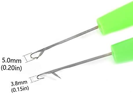 Latch Hook Crochet Needle, 2Pcs Latch Hook Tool,Big Crochet Needle 5.0mm(0.2inch),Small Crochet Needle3.8 mm(0.15inch) (Green+Pink)