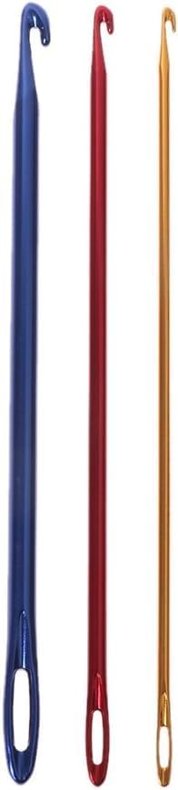 Afghan Aluminium Crochet Hook Knitting Needle Hand Knit Tool Grips, with Threading Hole Crochet Hook Set for Beginners with Yarn,Crochet Hooks,Knitting and Crochet