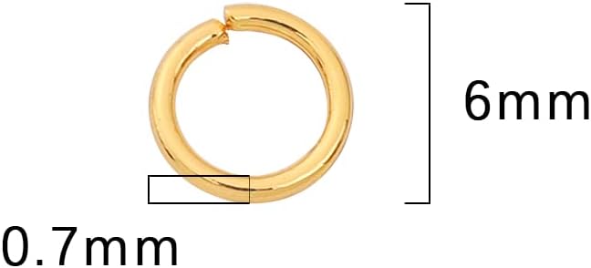 18K Gold Plated Jump Rings Non Tarnish 6mm 400pcs for Jewelry Making Findings