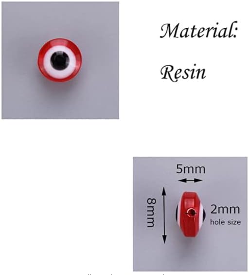 300pcs Evil Eye Beads for Jewelry Making,Flat Round Bead 8mm Spacer Beads for Bracelets Handicraft Kit(Mixed Color)