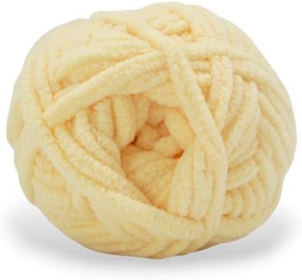 Size 6 Chenille Yarn 150g/96yds, 100% Polyester, Never Compressed to Keep Yarn Fluffy, 3 Packs, Each Skein - 1.76oz/50g, 32yds/35m, for Crocheting and Amigurumi, Lite Yellow, Color 8