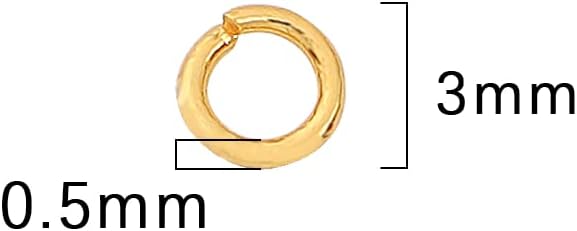 18K Gold Plated Jump Rings Non Tarnish 3mm 1200pcs for Jewelry Making Findings