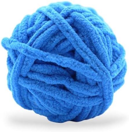 Size 6 Chenille Yarn 150g/96yds, 100% Polyester, Never Compressed to Keep Yarn Fluffy, 3 Packs, Each Skein - 1.76oz/50g, 32yds/35m, for Crocheting and Amigurumi, Bright Blue, Color 23